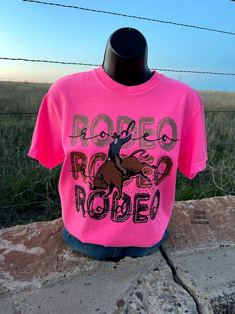 Rodeo Repeat on Neon Pink Tee - Also in Plus Size