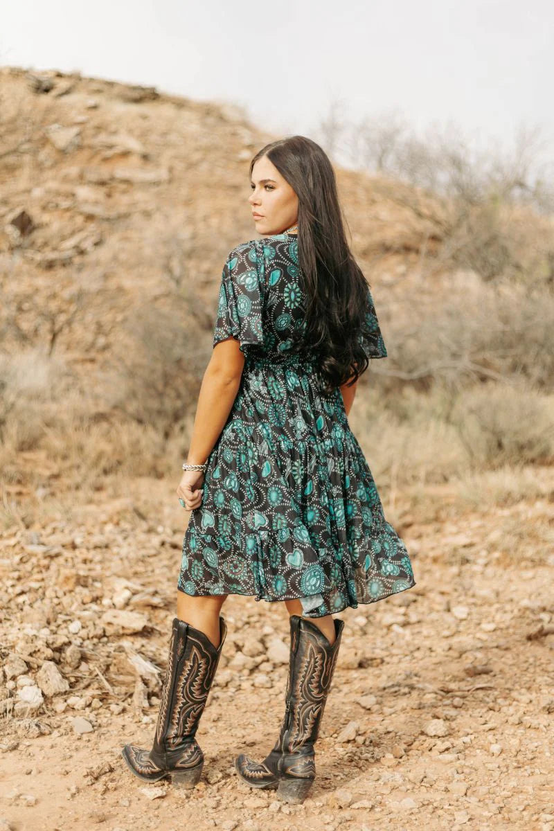 Navajo Country Turquoise Dress - Also in Plus Size