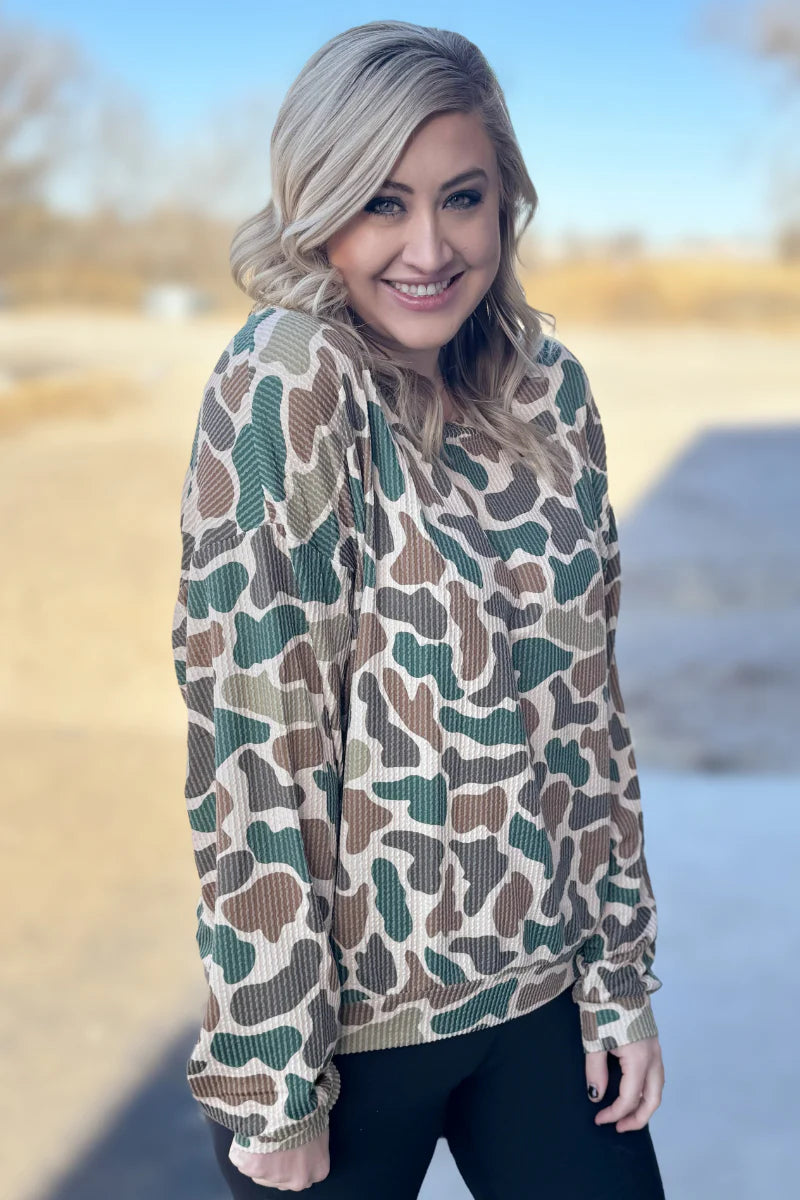 Can’t See Me Camo Top - Also in Plus Size