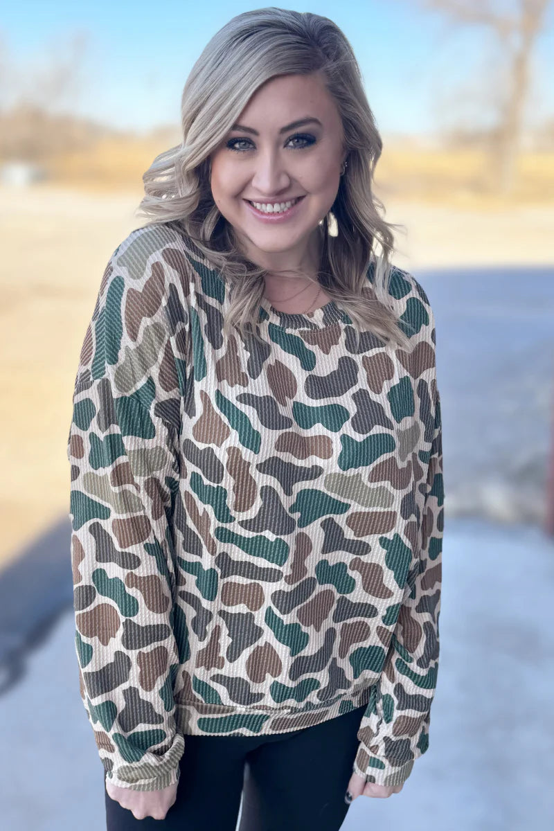 Can’t See Me Camo Top - Also in Plus Size