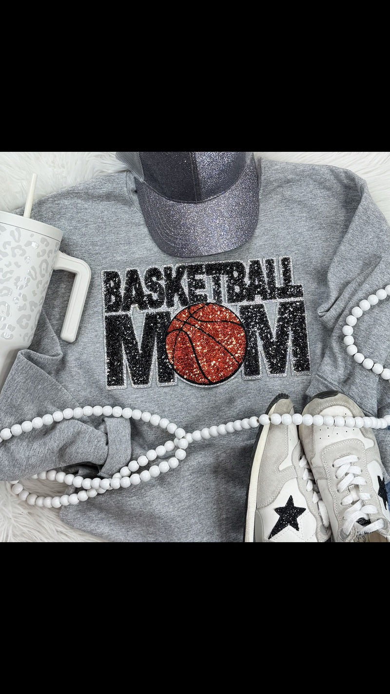 Basketball Mom Sequin Patch Sweatshirt - Also in Plus Size