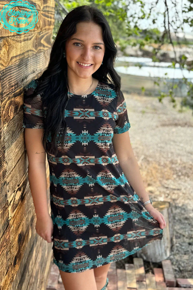 Dimmit Aztec Mesh Dress - Also in Plus Size