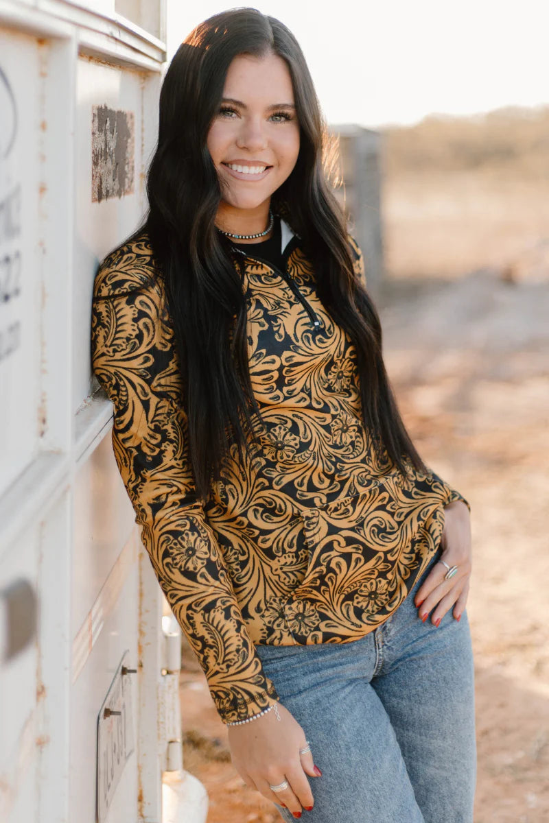 Tailgate Mustard & Black Tooled Pullover - Also in Plus Size