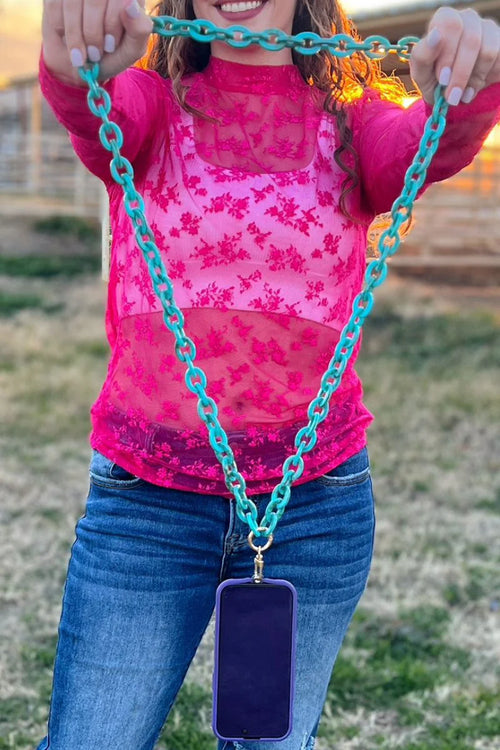 Turquoise Chain Phone Holder