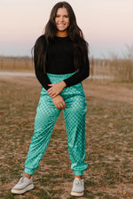 Famous & Saavy Turquoise Checkered Cargo Jogger Pants - Also in Plus Size