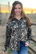 Campfire Camo Sequin Shacket - Also in Plus Size