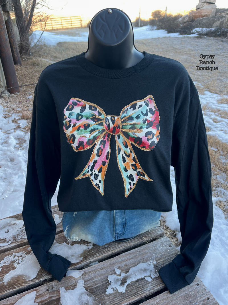 Leopard Bow Long Sleeve Tee - Also in Plus Size