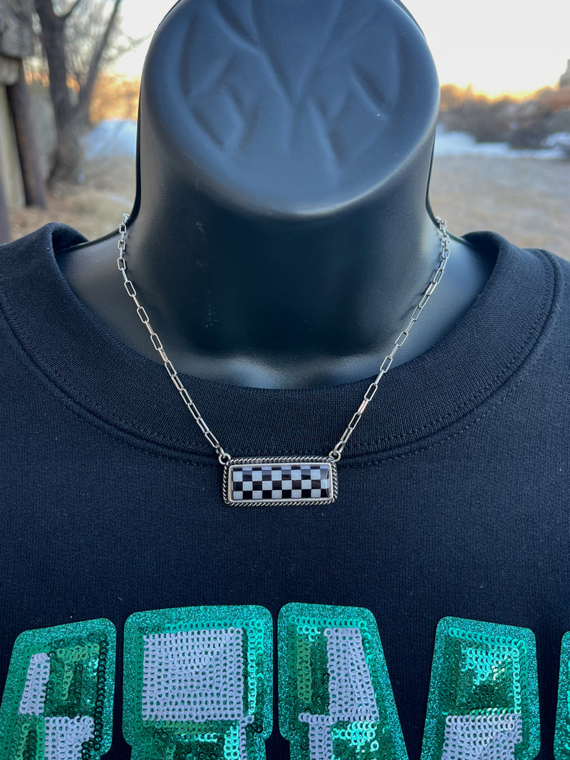 Check That Checkered Bar Necklace