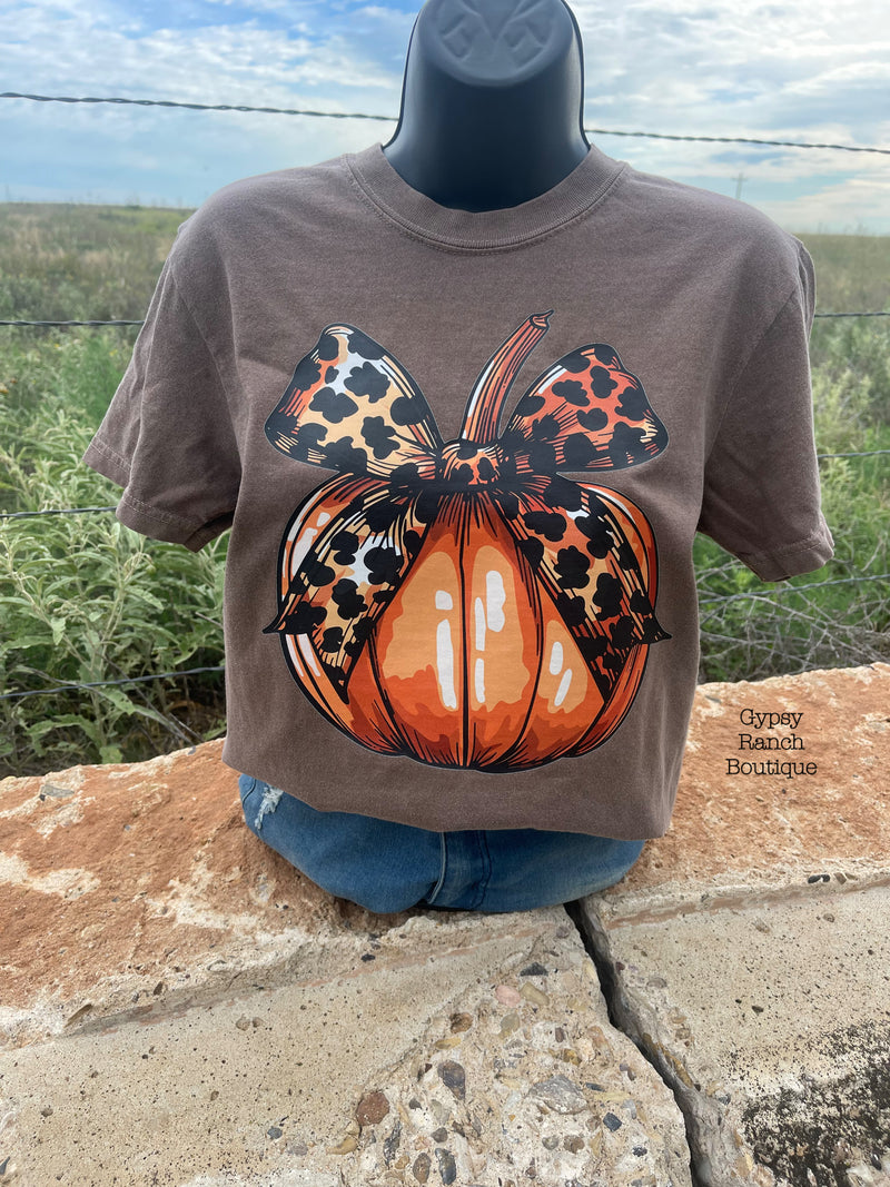 Pumpkin Leopard Bow Tee - Also in Plus Size