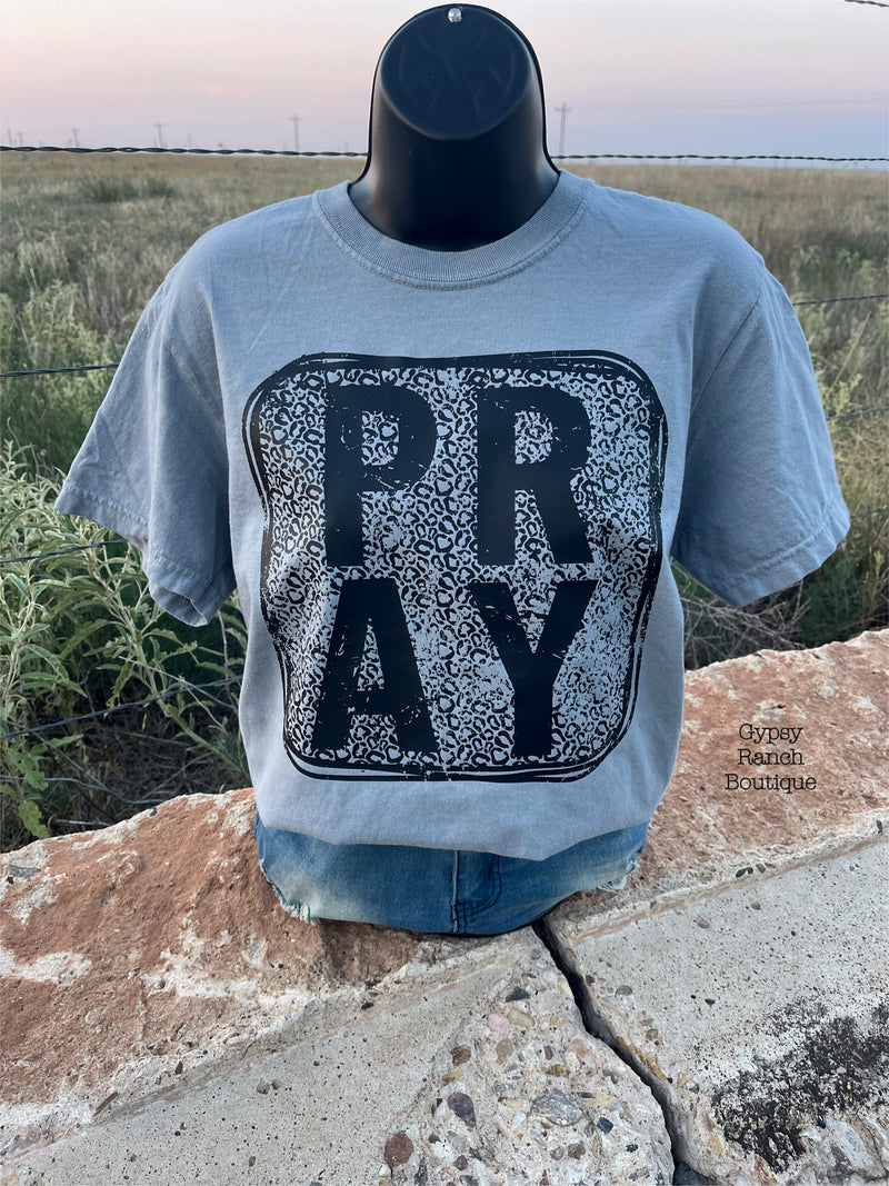 PRAY Leopard on Steel Grey Tee - Also in Plus Size