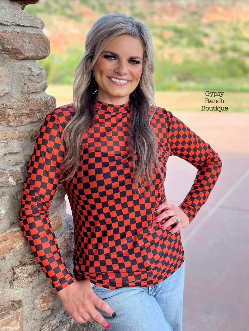 Pep Rally Orange & Black Mesh Layering Top - Also in Plus Size