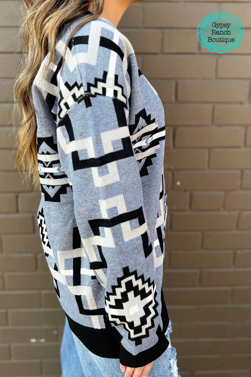 Rocky Mountain Aztec Sweater Top- Also in Plus Size