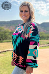 Mountain Lights Aztec Sweater Top- Also in Plus Size