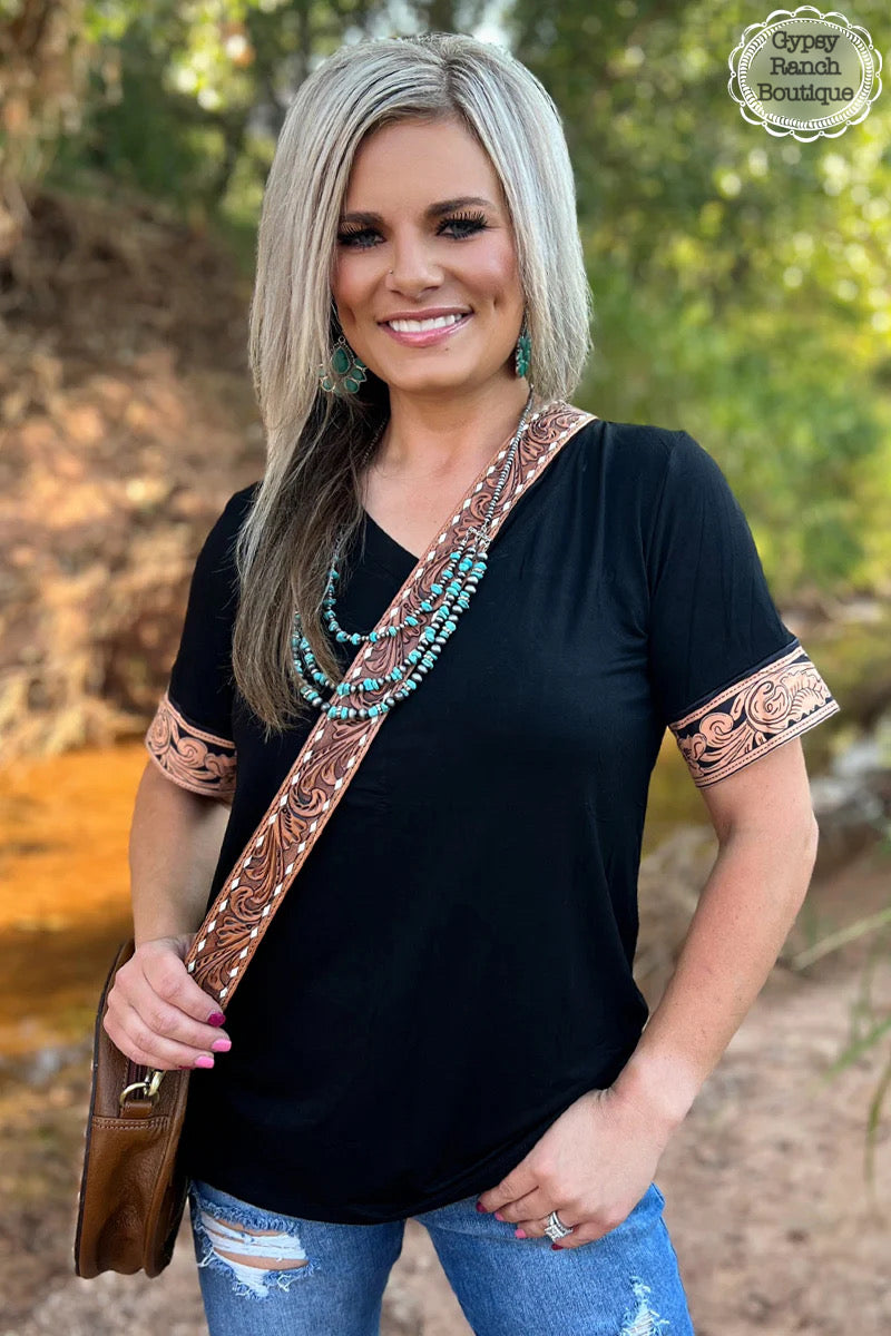 The Latigo Tooled Leather Top - Also in Plus Size