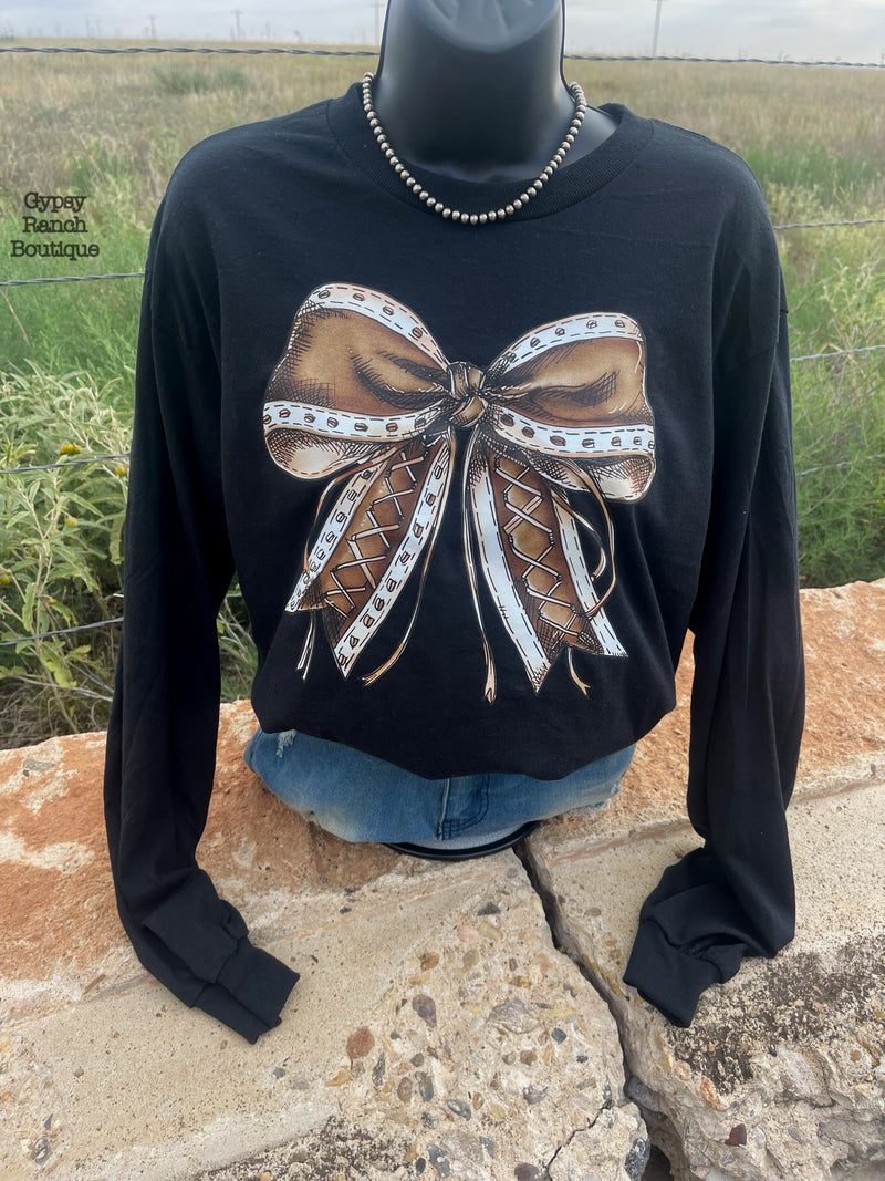 Football Time Bow Long Sleeve Tee - Also in Plus Size