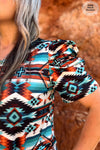 Mesa Aztec Puff sleeve Top - Also in Plus Size