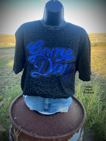 Leopard Game Day Royal Blue Sequin Top - Also in Plus Size