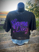 Leopard Game Day Purple Sequin Top - Also in Plus Size