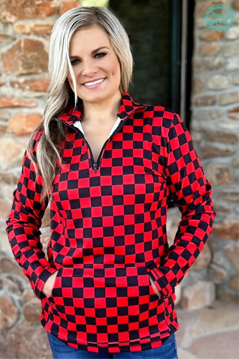 Pep N Your Step Red Black Pullover - Also in Plus Size