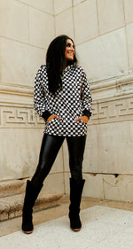 Checkered Western Hooded Top - Also in Plus Size