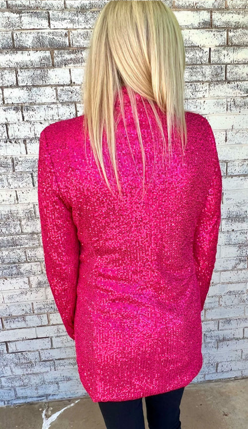 Southern Swag Pink Sequin Blazer - Also in Plus Size