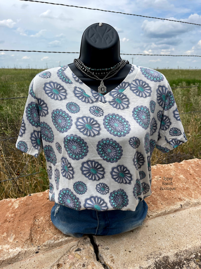 Canadian Concho City Turquoise Top - Also in Plus Size