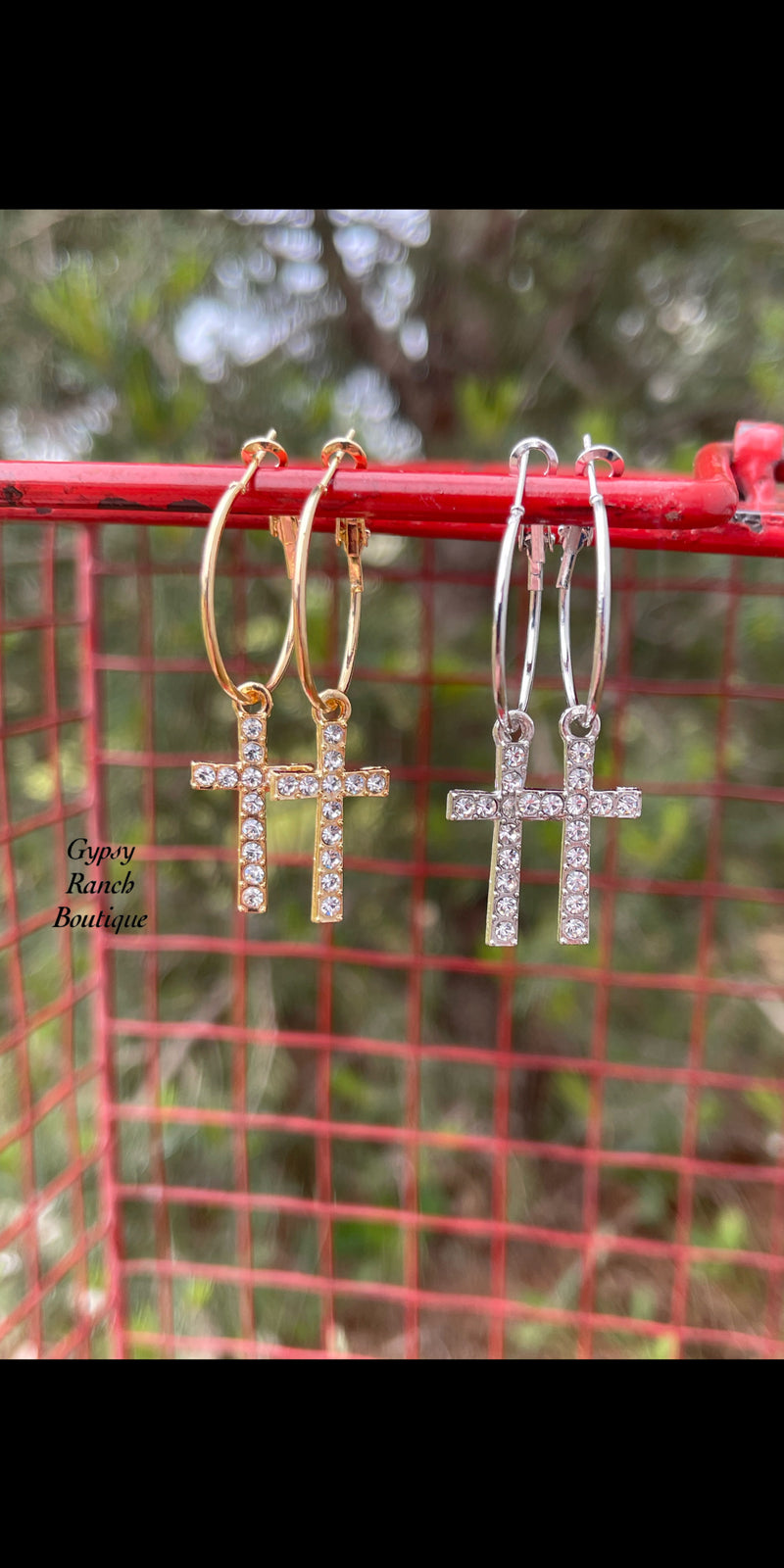 Cross Hoop Earrings